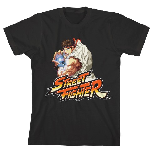 Street Fighter Classic Strong Ryu Crew Neck Short Sleeve Boy's Black T ...