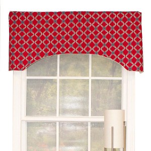 Andromeda Geometric Arch 3" Rod Pocket Valance 50" x 17" Red by RLF Home - 1 of 4