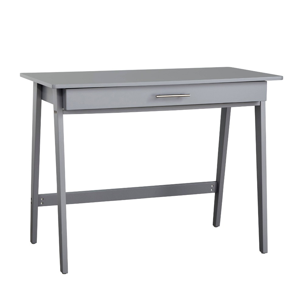 Buylateral Rollins Compact Single Drawer Writing Desk Gray: Compact MDF & Pine Wood Frame, Laminated Surface, Drawer Storage