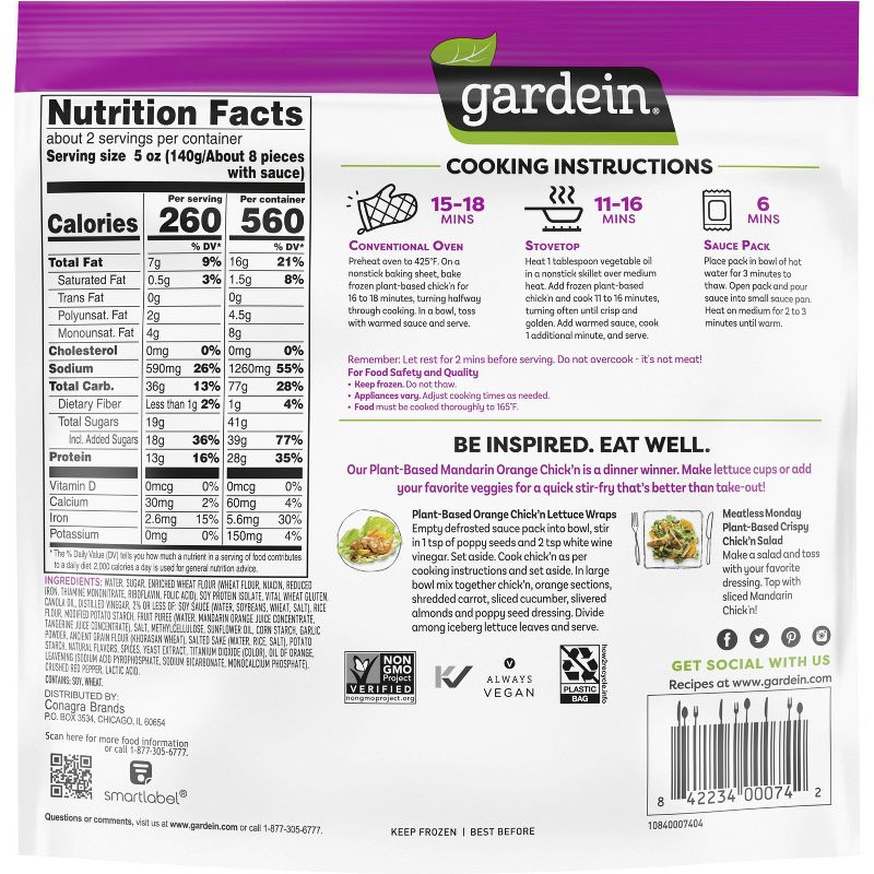 Gardein Vegan Plant-Based Frozen Mandarin Orange Crispy Chick&#39;n - 10.5oz, 4 of 7