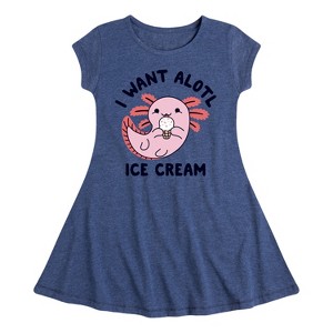 Girls' - Instant Message - I Want Alotl Ice Cream Fit & Flair Cap Sleeve Graphic Dress - 1 of 4