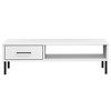 vidaXL Industrial Style Coffee Table with Metal Legs and Drawer - Solid Pine Wood Construction in White Finish, - 4 of 4