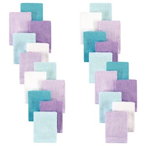 Hudson Baby Infant Girl 24Pc Rayon from Bamboo Woven Washcloths, Purple Mint, One Size - 1 of 2