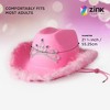 Zink Pink Cowboy Hat with Tiara - Pink Cowgirl Hat with Adjustable Chin Strap and Feather Trimming - 3 of 4