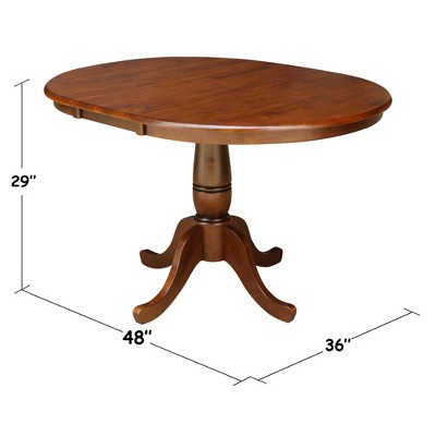 Classic Farmhouse 50" Round Espresso Wood Extendable Dining Table