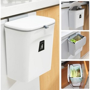 EBF Home 2.4 Gallon Kitchen/Bathroom Compost Bin for Countertop, Hanging Trash Can with Lid for Bathroom/Bedroom/Camping, Mountable Compost Bucket - 1 of 4