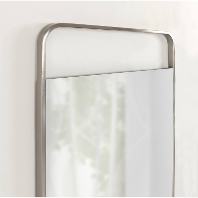 Sophisticated Silver Metal Framed Rounded Rectangular Vanity Mirror 20"x36"