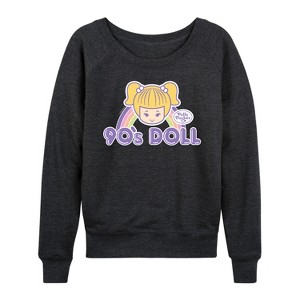 Women's - Polly Pocket - 90s Doll Lightweight French Terry Wide Neck Long Sleeve Shirt - 1 of 4