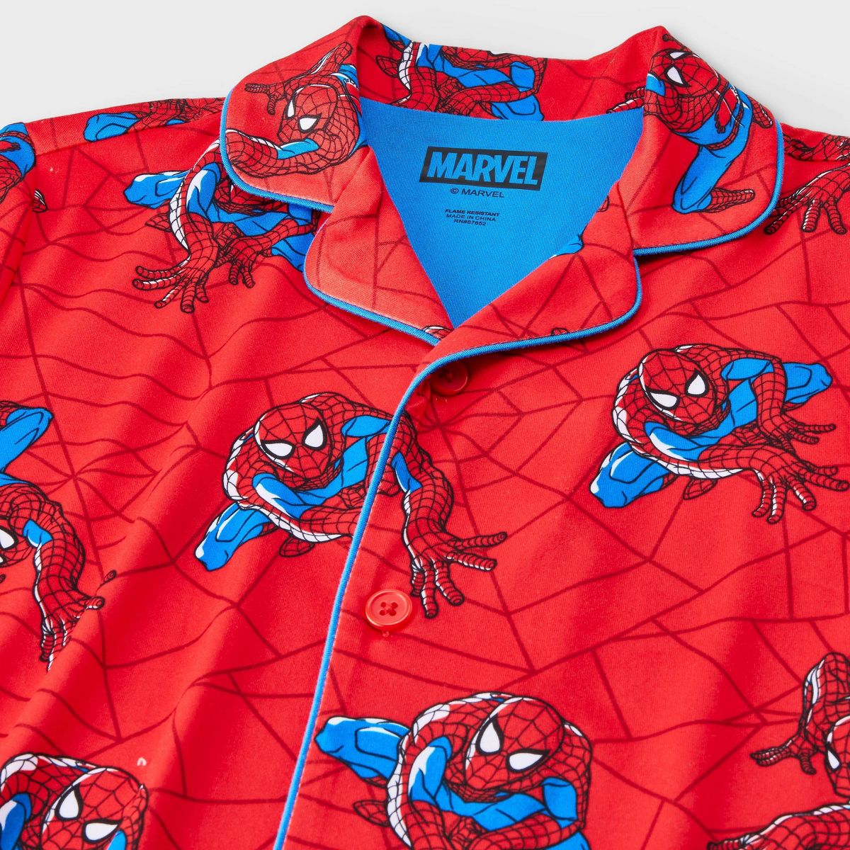 Boys' 2pc Spider-Man Button-Down Pajama Set - Red - thumbnail 3
