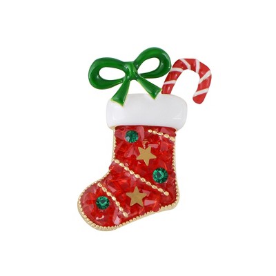 Anna-Kaci Golden Tone Christmas Brooch Pins Sparkly Rhinestones Enamel Lapel Pin for Women