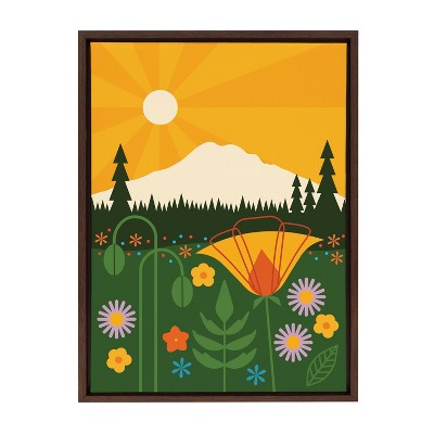 18" x 24" Sylvie Mt Rainier Framed Canvas by Amber Leaders Designs Brown - Kate & Laurel All Things Decor