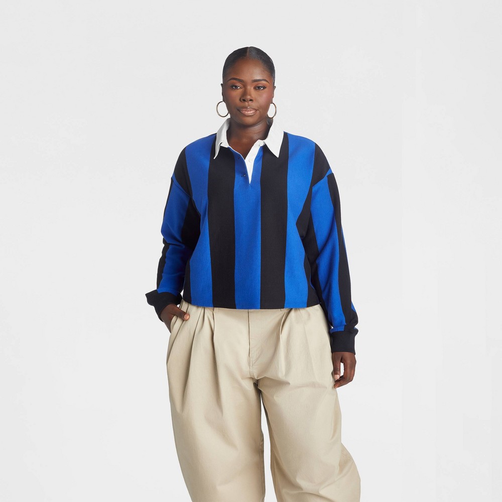 KBB by KAHLANA Women's 'The Soccer Rugby' - Blue/Black Striped 4X