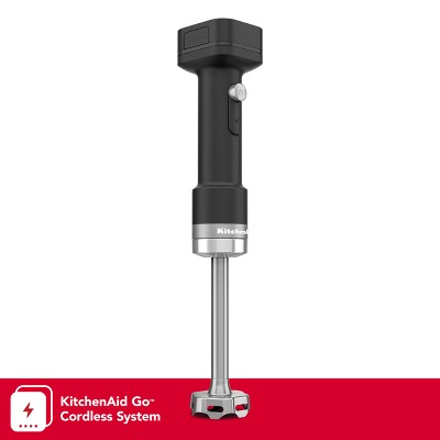 Black Cordless Variable Speed Immersion Blender with Stainless Steel Blade