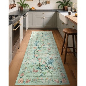 Washable Rugs for Bedroom Ultra-Soft Floral Peacock Floor Mat - 1 of 4