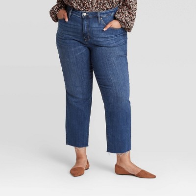 ladies high rise straight leg jeans