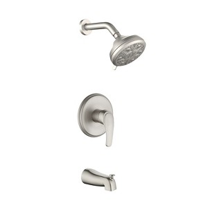 Cobbe Brushed Nickel Shower Faucet Set with 10 Settings Shower and Tub Spouts Single Handle Wall Mounted Shower Tub Set with Valve - 1 of 4