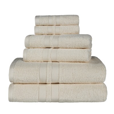 Egyptian Cotton Highly Absorbent Solid Assorted 6-Piece Quick Drying Towel Set by Blue Nile Mills