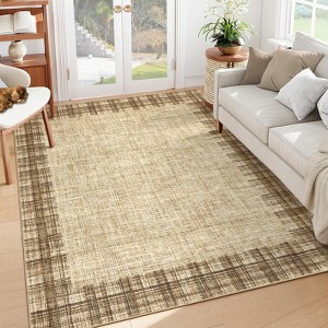 COZONY Contemporary Tartan Pattern Area Rug Runner, Washable Low Profile Carpet Mat with Grip Backing for Living Space, Bedroom, Dorm - 1 of 4