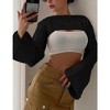Womens Cropped Sweater Crochet Knit Crop Tops See Through Y2k Knit Sweater Beach Cover Ups - 2 of 4