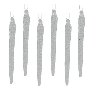Kurt Adler Glass Ornaments for Christmas Tree, Icicles (Pack of 6) - 1 of 3