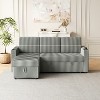 TiramisuBest Convertible 3 in 1 Sleeper Sofa and Sectional Sofa with 4 Storage Space for Living Room,Corduroy Couch With 4 pillows,Corduroy - 2 of 4
