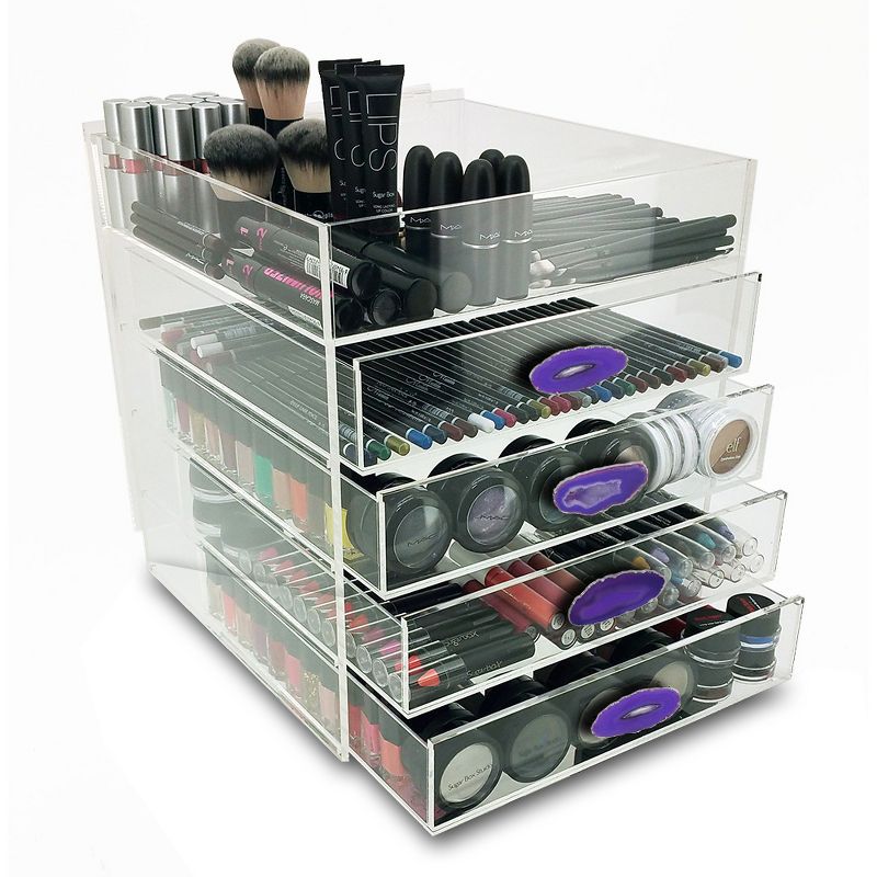 OnDisplay Ultimate Diva Cosmetic Organization Station - 12" Cube - Gold/Silver Agate, 2 of 5