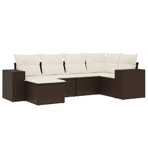 vidaXL Garden Sofa Set Brown PE rattan Flexible size Adjustable feet - 1 of 4