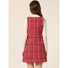 Allegra K Women's Elegant Vintage Button Front V Neck Plaid Tweed Overalls Pinafore Dress - 4 of 4