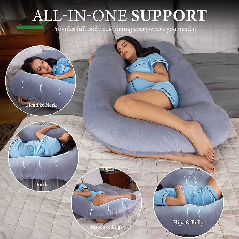 PharMeDoc Pregnancy Pillow, U-Shape Full Body Maternity Pillow, Jersey Cotton Cover, 3 of 8