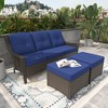 YARDSIGHT 3-Seat Rattan Patio Sofa , 2 Ottomans ¨C Weatherproof Cushions, All-Weather Brown Wicker Conversation Set for Garden, Backyard & Poolside - 2 of 4