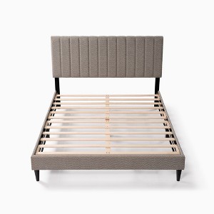 SEVOBAL Beds, Queen Size Upholstered Platform Bed with Channel Tufted Headboard for Modern Bedroom, Gray, 67.5"*31"*4.5" - 1 of 4