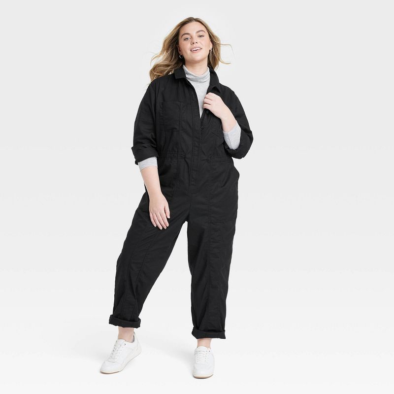 Women's Long Sleeve Button-Front Coveralls - Universal Thread™, 4 of 11
