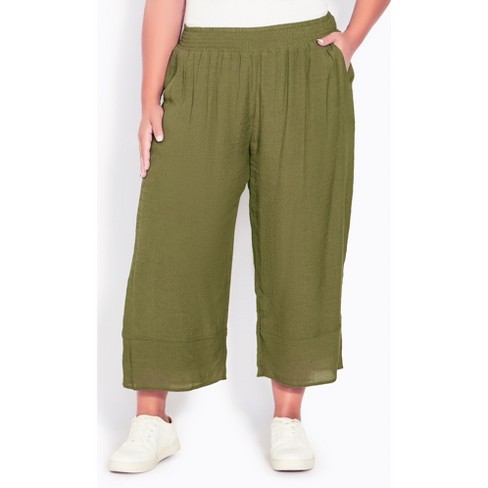 Avenue | Women's Plus Size Gaucho Pant - Olive - 26w : Target