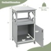 Costway Bathroom Floor Cabinet Side Storage Organizer with Open Shelf & Single Door Grey/White - 3 of 4