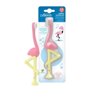 Dr. Brown's Toddler Toothbrush with Soft Bristles - Pink Flamingo - 1-4 years - 1 of 4