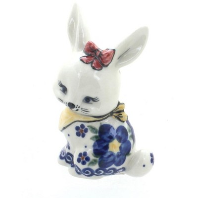 Blue Rose Polish Pottery Spring Blossom Small Rabbit
