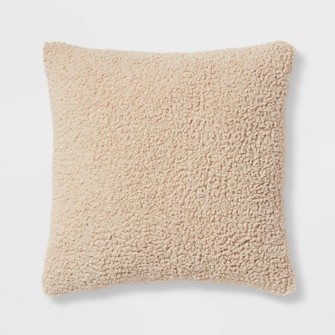 Cloud Vegan Washable Faux Sherpa Fur Pillow in Taupe, Decorative Pillows