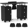 Costway Rolling Manicure Table Nail Desk with with 8 Lockable Wheels & Electric Dust Collector 3 Dust Bags Wrist Rest White/Pink/Black - 2 of 4