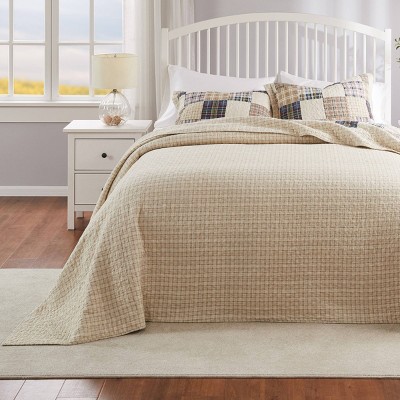 Greenland Home Fashions 3pc Queen Oxford Traditional Bedspread Bedding Set Taupe — фото 3