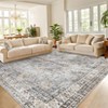 Vintage Machine Washable Rug for Living Room Non-Slip Non-Shedding Distressed Floral Printed Indoor Carpet - 3 of 4