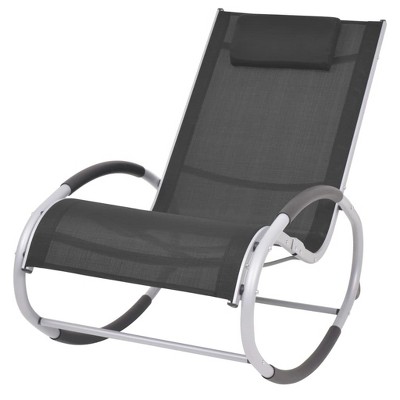 vidaXL Outdoor Rocking Chair in Black, Weather-Resistant with Aluminum Frame & Comfortable Textilene Seat, for Patio & Garden