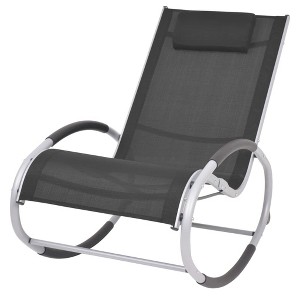 vidaXL Outdoor Rocking Chair in Black, Weather-Resistant with Aluminum Frame & Comfortable Textilene Seat, for Patio & Garden - 1 of 4