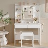 Vanity Desk w/ Mirror, Lights & Stool - USB Outlets, Drawers, Adjustable LED, Hairdryer Holder - Easy Assembly - 2 of 4