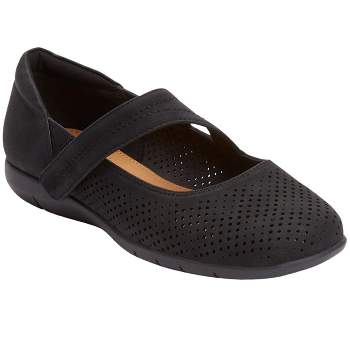 Comfortview Wide Width June Flat Women's Slip-On Shoes - 9 1/2 W, Cognac  Brown 