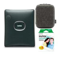 Fujifilm INSTAX Square Link Instant Printer (Green) with Matching Case and Film