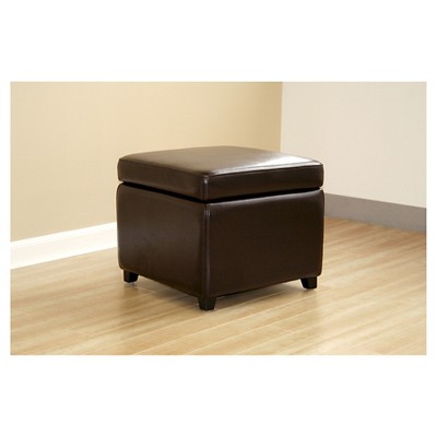 Baxton Studio Dark Brown Faux Leather Storage Cube Ottoman