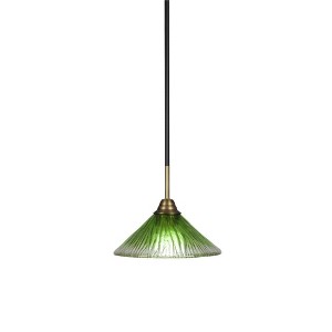 Toltec Lighting Paramount 1 - Light Pendant in  Matte Black/Brass with 10" Kiwi Green Crystal Shade - 1 of 1