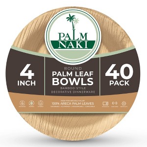 Palm Naki Round Palm Leaf Bowls (40 Count) - Compostable, Biodegradable - 1 of 4