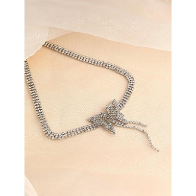SOHI Women's Crystal Silver The Bijou Papillon Collar Necklace