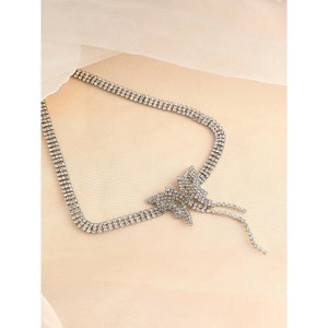 SOHI Women's Crystal Silver The Bijou Papillon Collar Necklace - 1 of 4